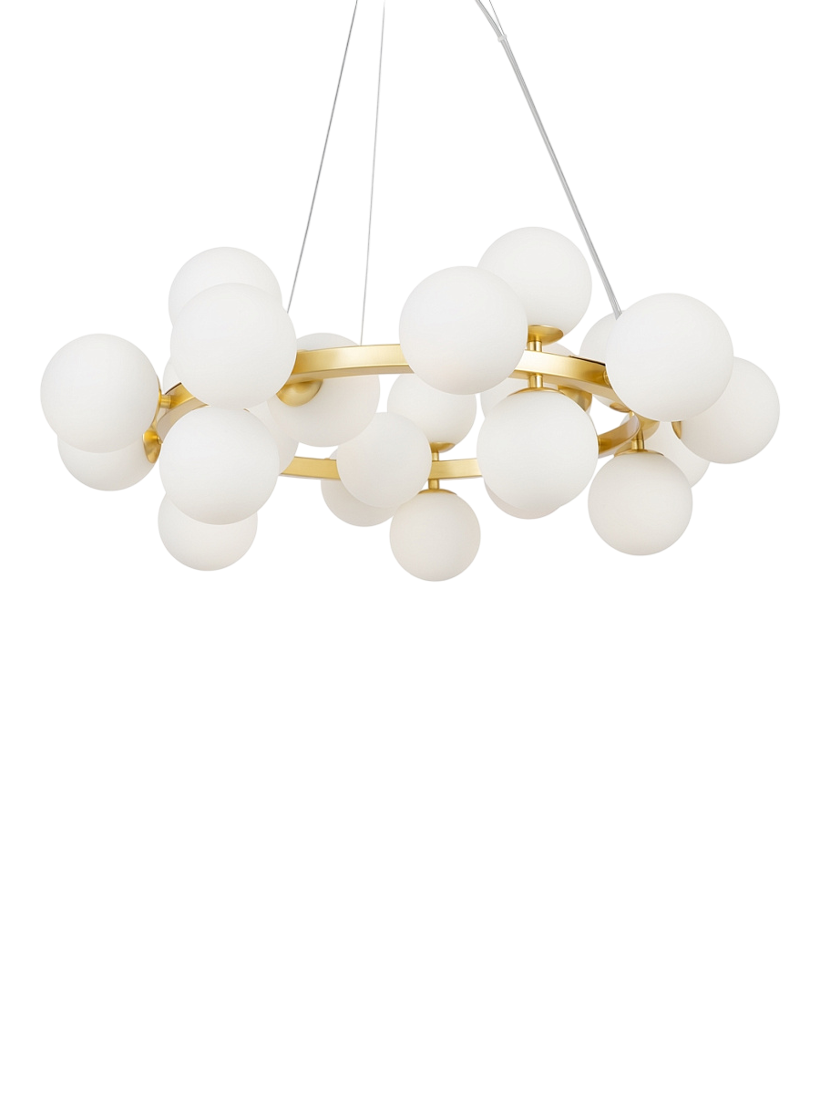 
Lampada a sospensione cluster „Dallas“ a 25 luci - Vetro opalino/Ottone