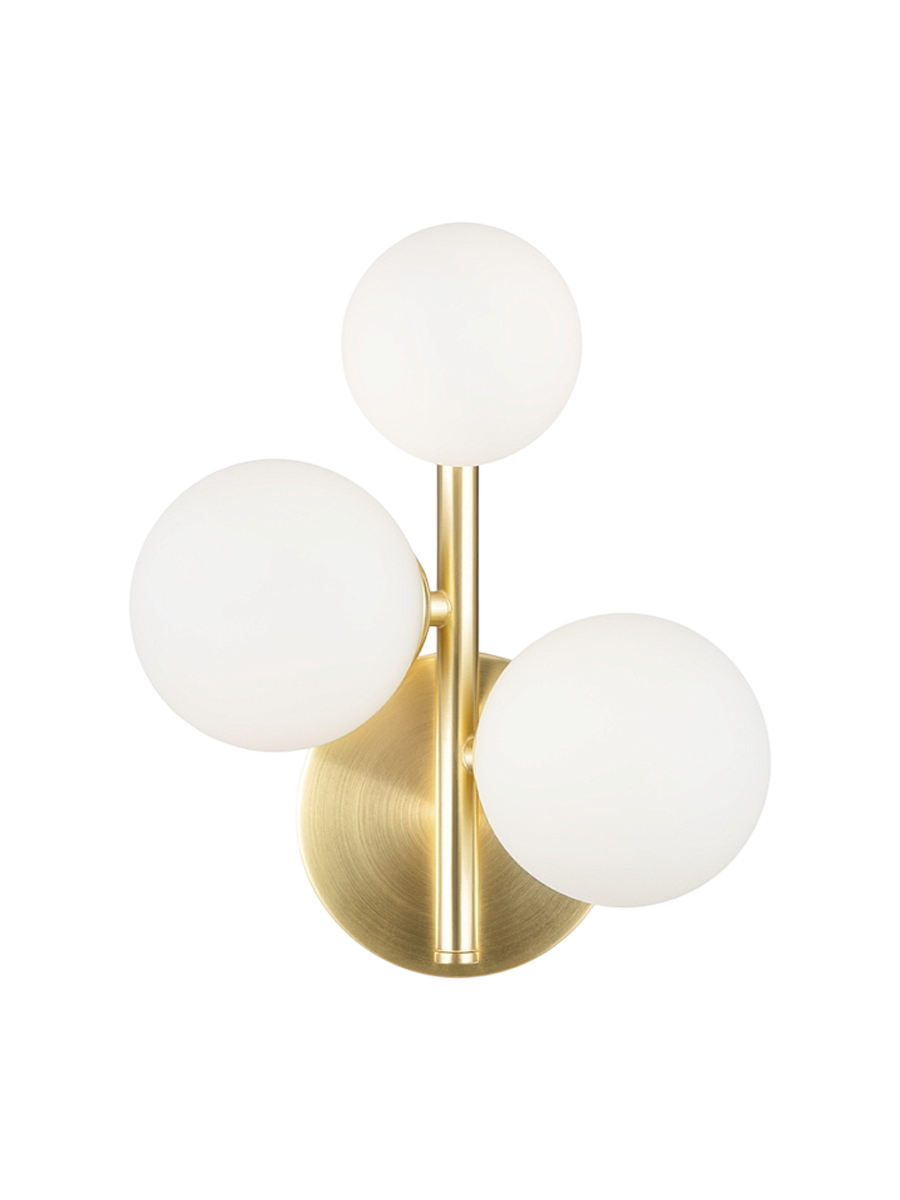 
Mini Wall Light "Dallas" 3-Bulb - Opal glass/brass