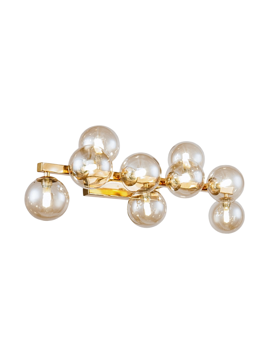 
"Dallas" Linear Wall Lamp with 9 Lights - Amber/Brass