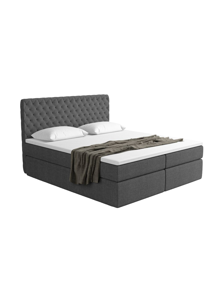 
Designer box spring bed “Alvara” with storage compartment, anthracite woven fabric - 140 x 200 cm