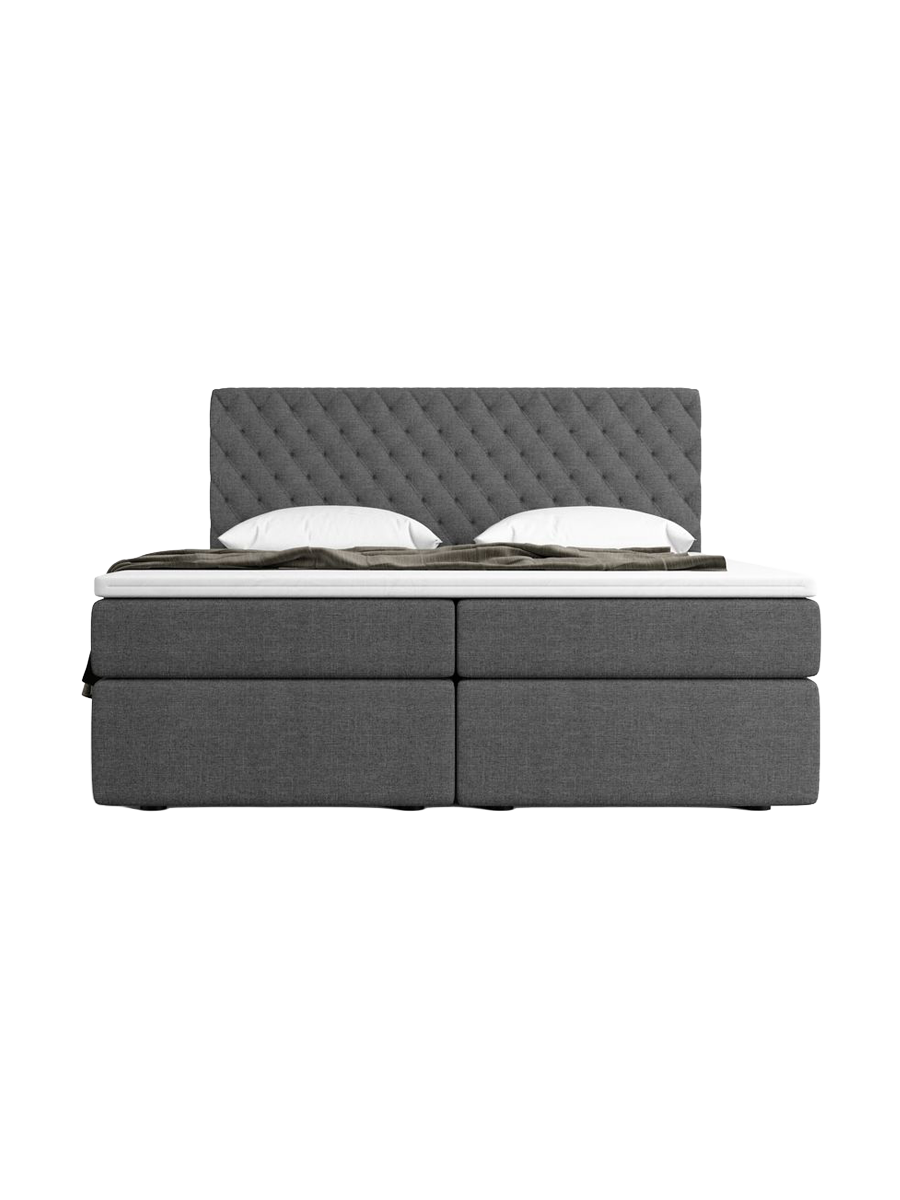 
Designer box spring bed “Alvara” with storage compartment, anthracite woven fabric - 140 x 200 cm