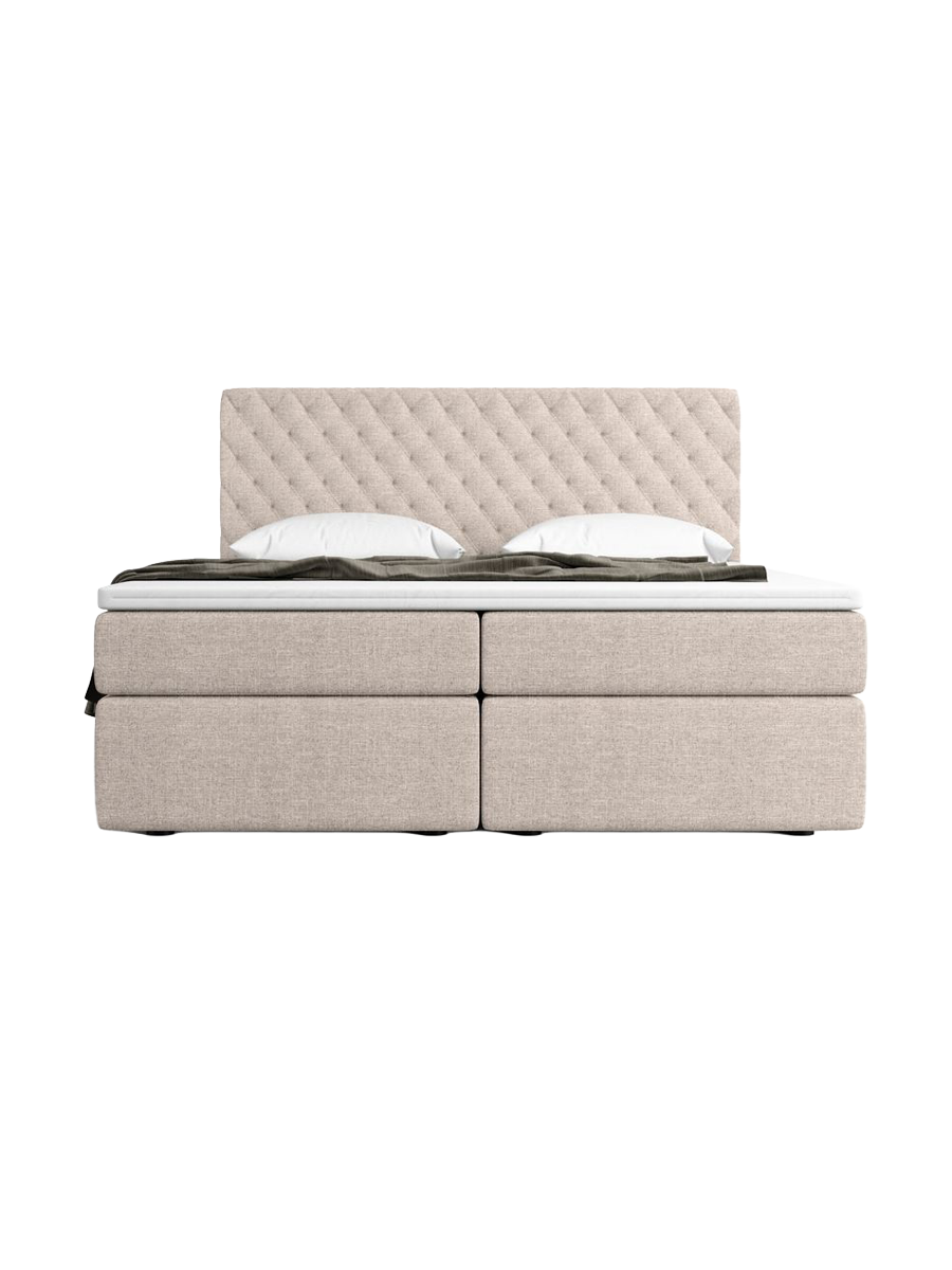 
Design Boxspringbett „Alvara“ mit Ablagefach, Webstoff Beige - 140 x 200 cm
