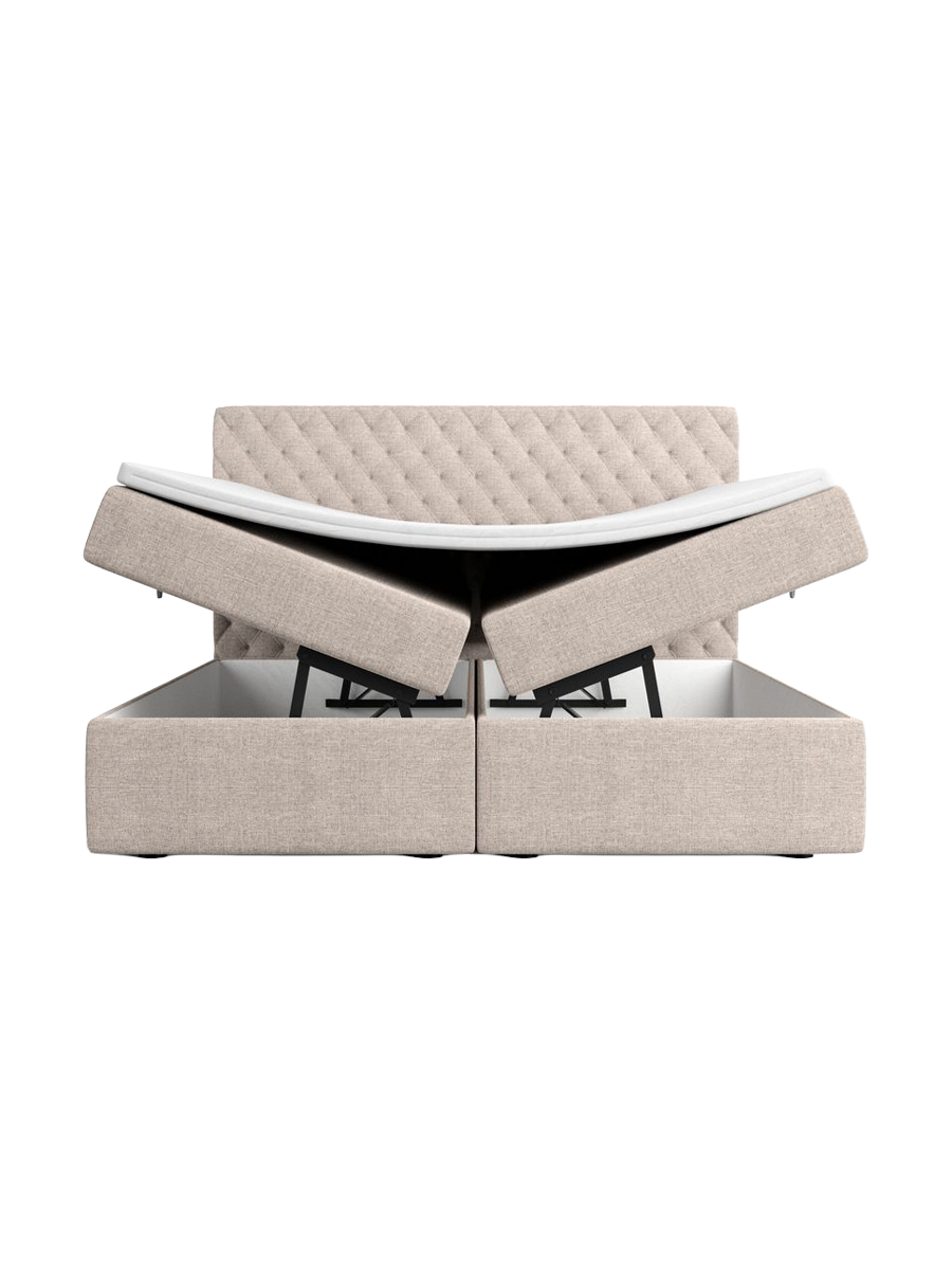
Design Boxspringbett „Alvara“ mit Ablagefach, Webstoff Beige - 140 x 200 cm
