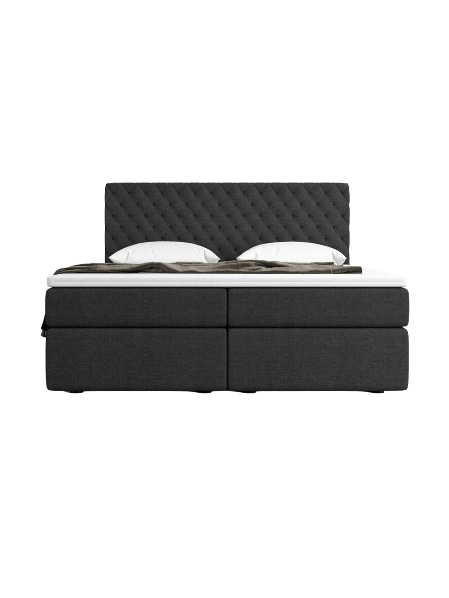 
Design Boxspringbett „Alvara“ mit Ablagefach, Webstoff Schwarz - 140 x 200 cm
