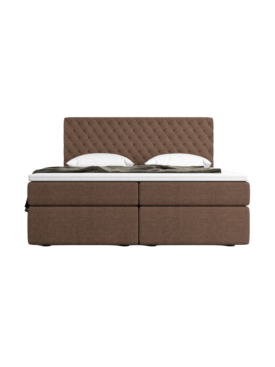 
Design Boxspringbett „Alvara“ mit Ablagefach, Webstoff Braun - 140 x 200 cm