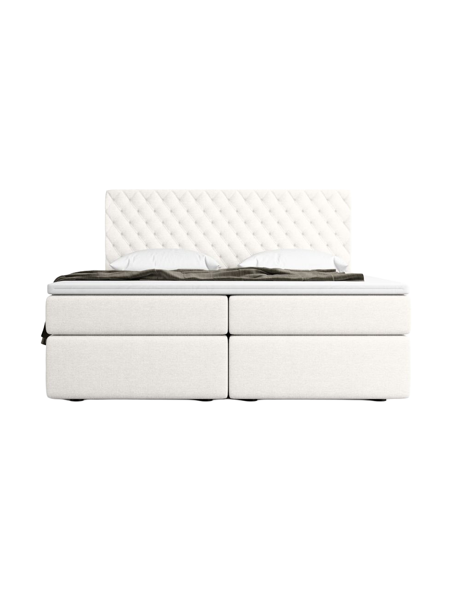 
Design Boxspringbett „Alvara“ mit Ablagefach, Webstoff Weiss - 140 x 200 cm