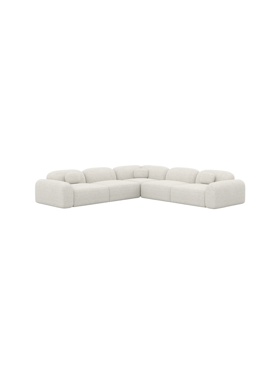 
5-Sitzer Design Ecksofa „Ravello“ mit Bouclé-Bezug - Bouclé White