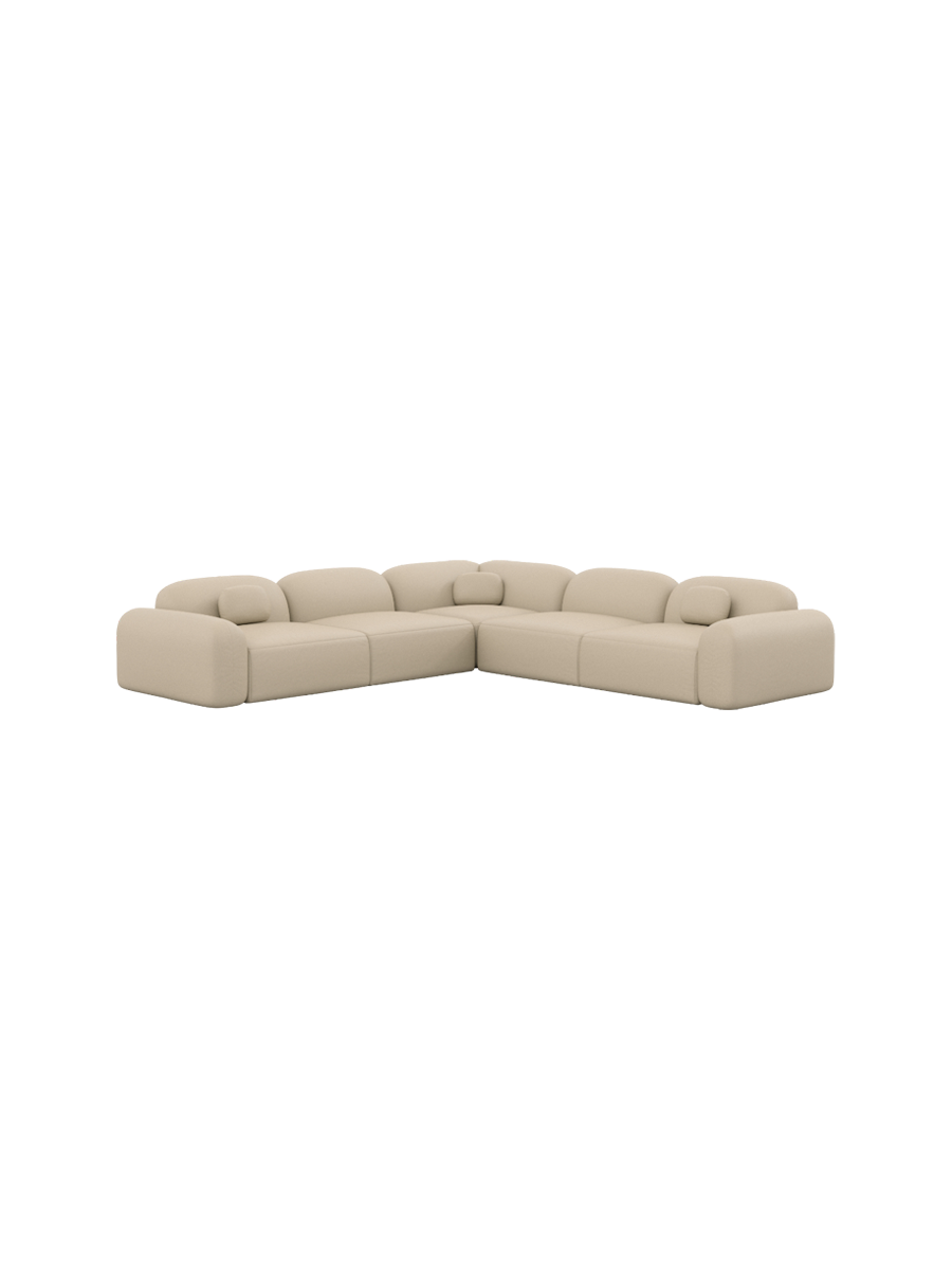 
5-Sitzer Design Echtleder Ecksofa „Ravello“ - Echtleder Beige