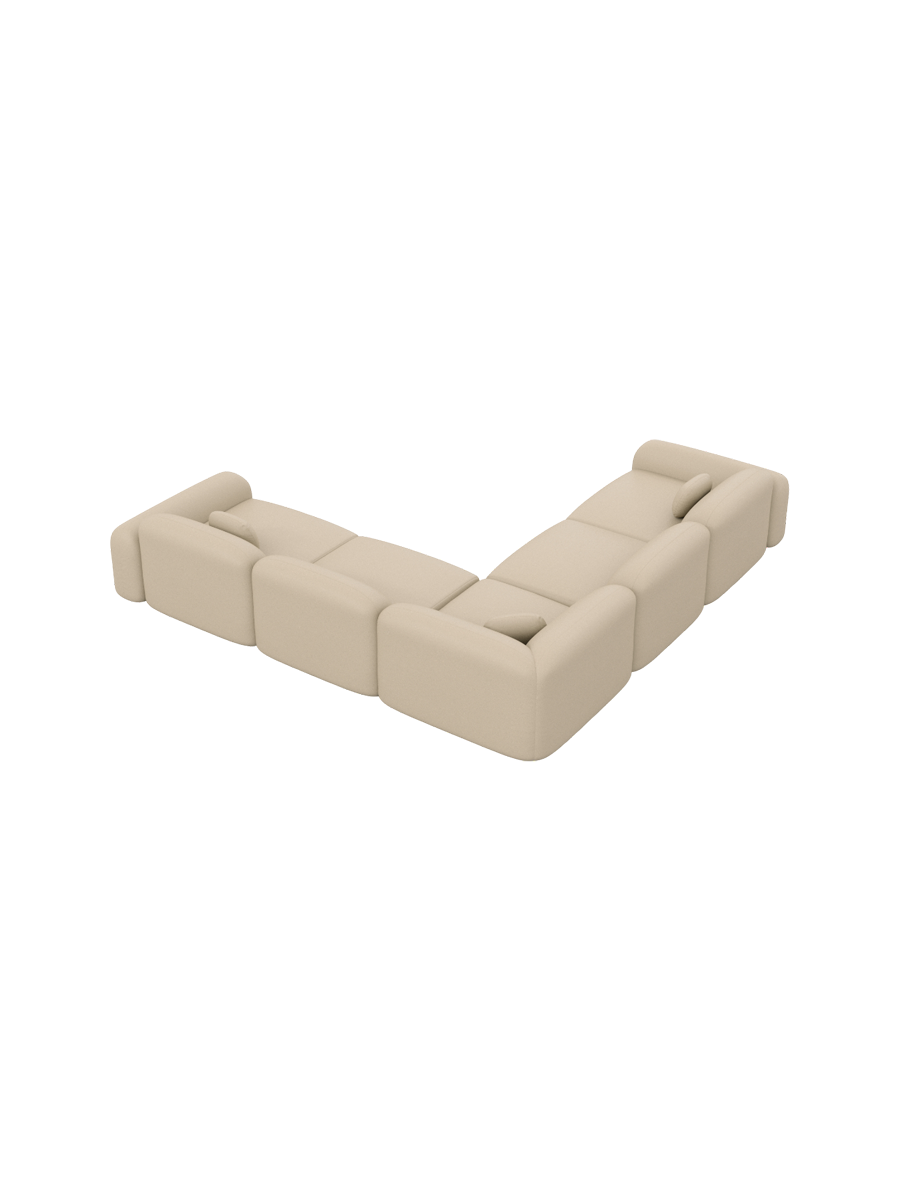 
5-Sitzer Design Echtleder Ecksofa „Ravello“ - Echtleder Beige