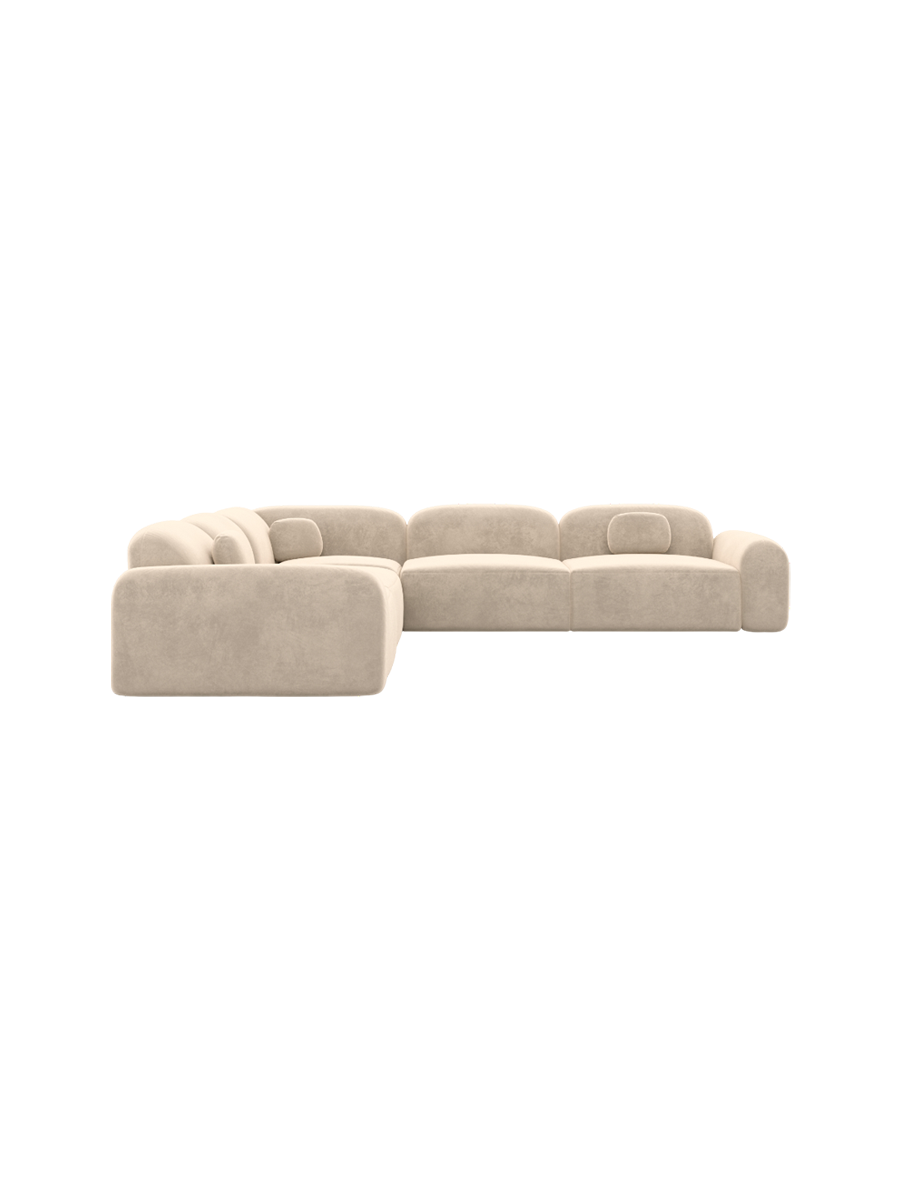 
5-Sitzer Design Ecksofa „Ravello“ mit Samtbezug - Samtbezug Königsblau