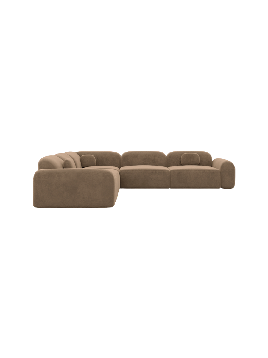 
5-Sitzer Design Ecksofa „Ravello“ mit Samtbezug - Samtbezug Königsblau