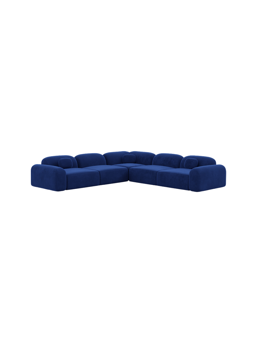 
5-Sitzer Design Ecksofa „Ravello“ mit Samtbezug - Samtbezug Königsblau