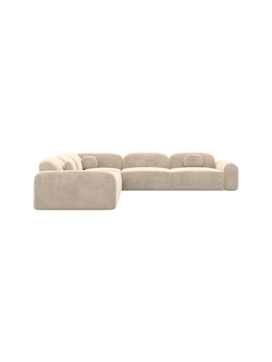 
5-Sitzer Design Ecksofa „Ravello“ mit Samtbezug - Samtbezug Königsblau