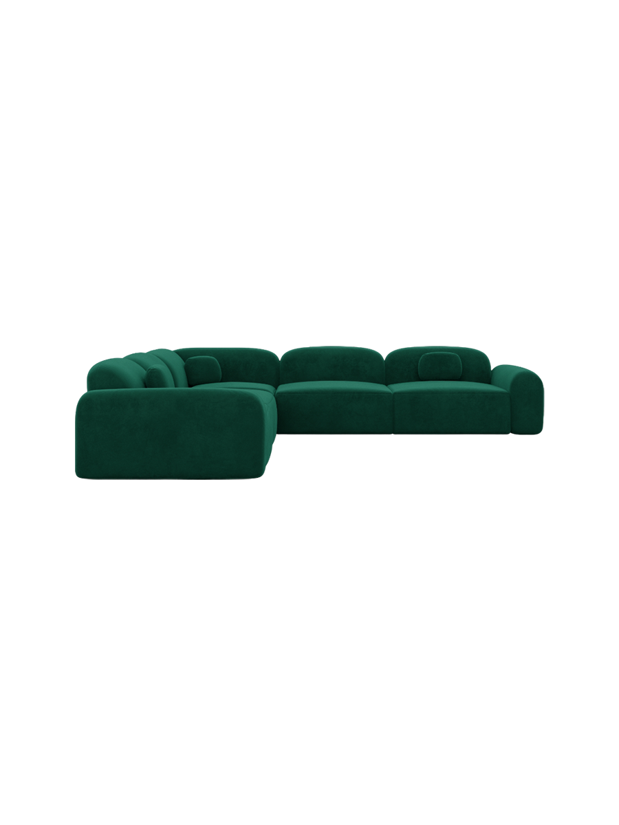 
5-Sitzer Design Ecksofa „Ravello“ mit Samtbezug - Samtbezug Königsblau