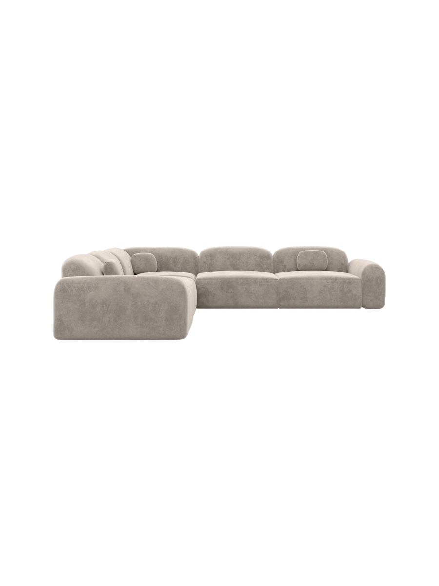 
5-Sitzer Design Ecksofa „Ravello“ mit Samtbezug - Samtbezug Königsblau