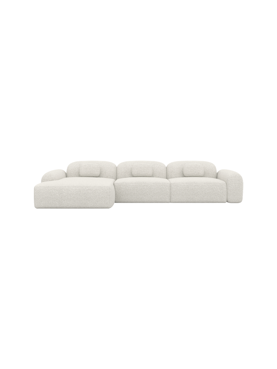 
4-Sitzer Design Ecksofa „Ravello“ mit Bouclé-Bezug - Bouclé White / Eckteil links