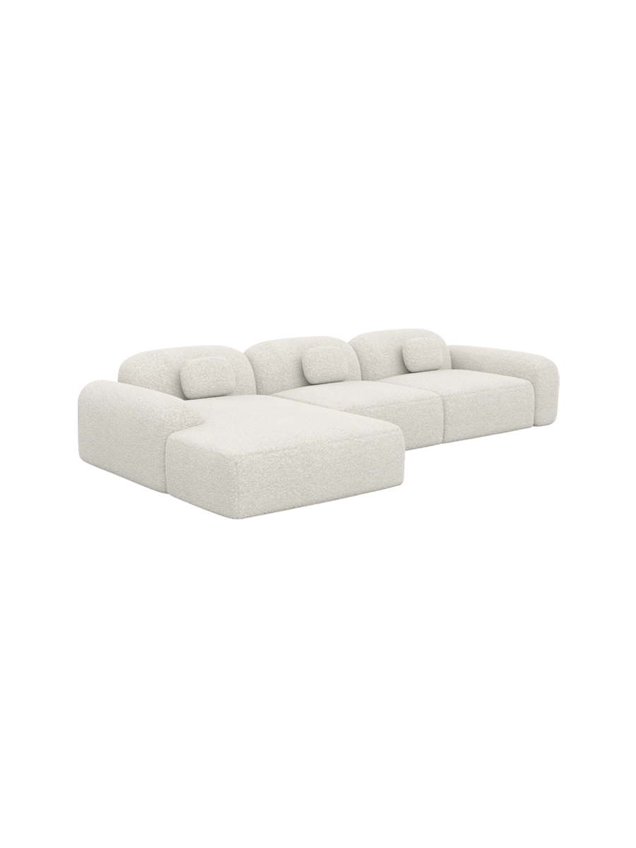 
4-Sitzer Design Ecksofa „Ravello“ mit Bouclé-Bezug - Bouclé White / Eckteil links