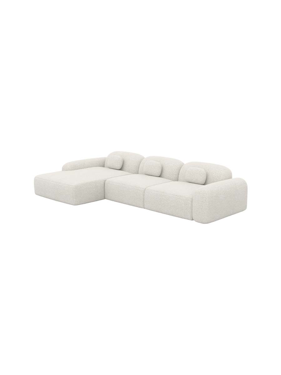 
4-Sitzer Design Ecksofa „Ravello“ mit Bouclé-Bezug - Bouclé White / Eckteil links