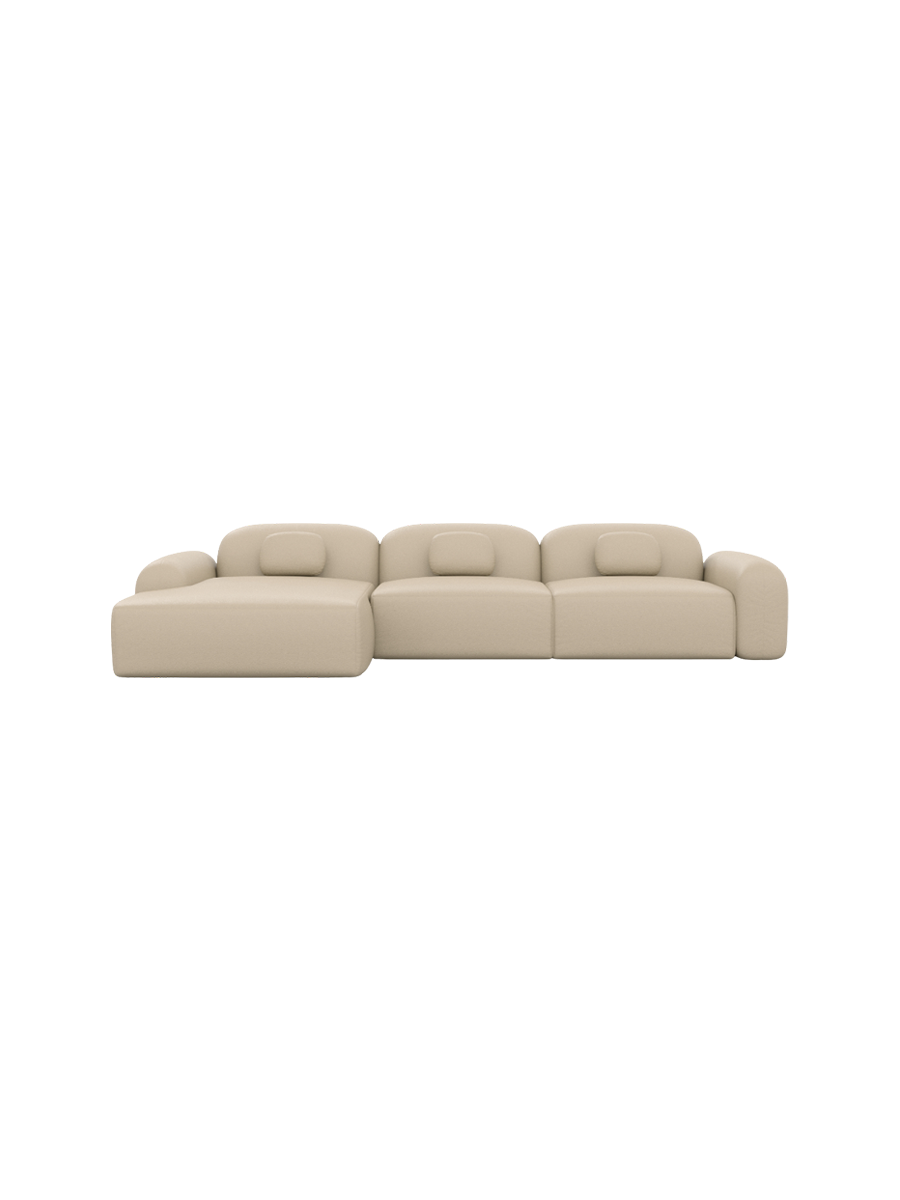 
4-Sitzer Design Echtleder Ecksofa „Ravello“ - Echtleder Beige / Eckteil links