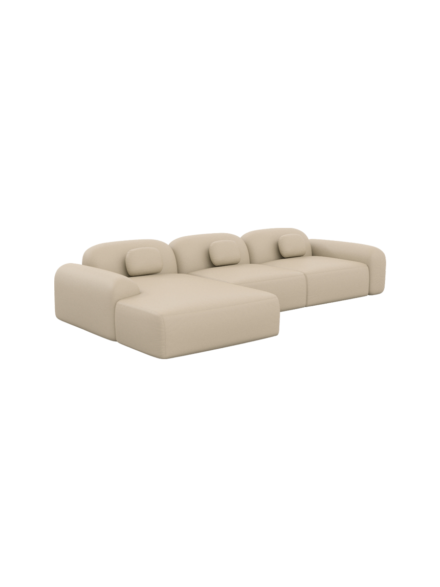 
4-Sitzer Design Echtleder Ecksofa „Ravello“ - Echtleder Beige / Eckteil links