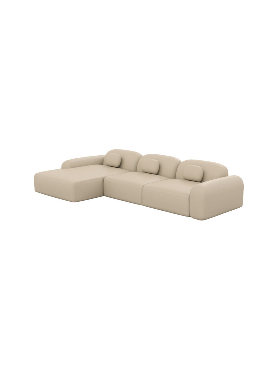 
4-Sitzer Design Echtleder Ecksofa „Ravello“ - Echtleder Beige / Eckteil links