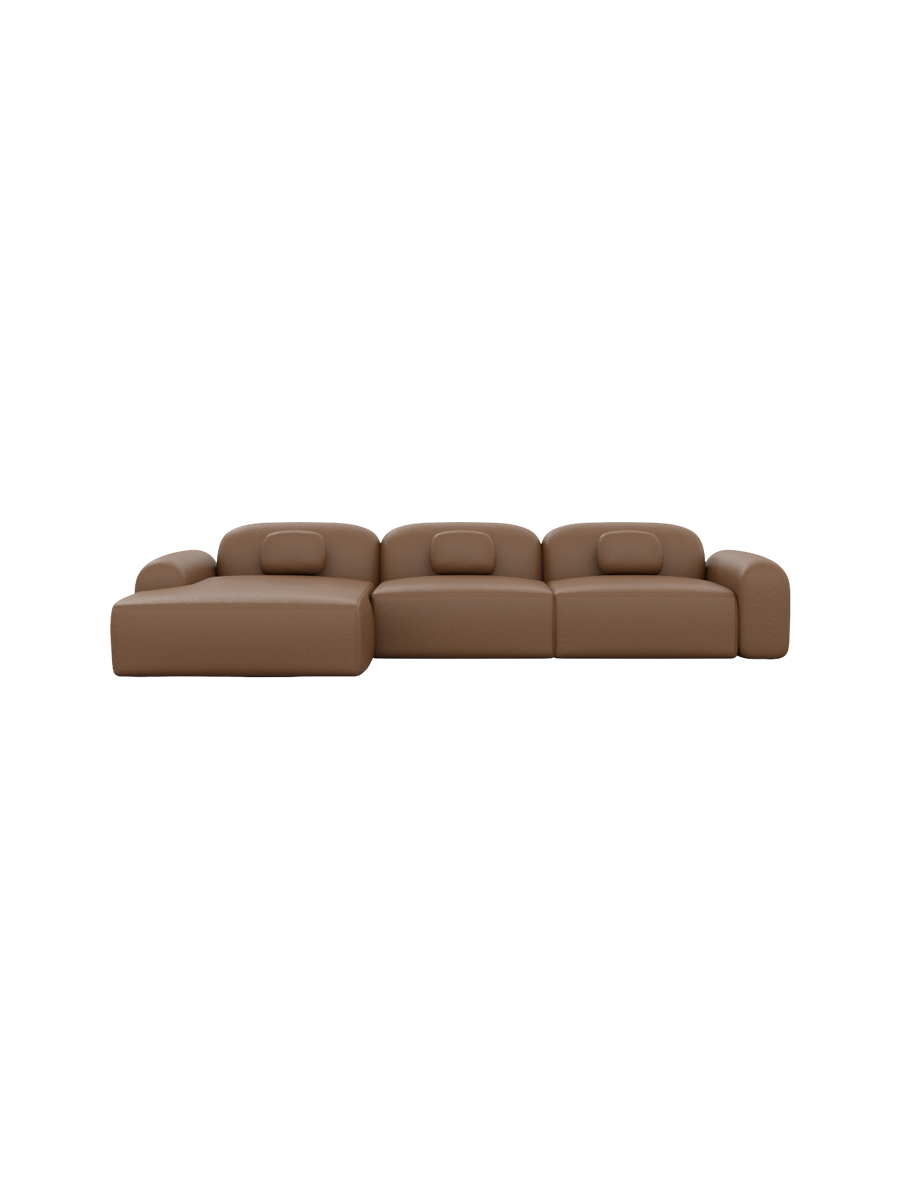
4-Sitzer Design Echtleder Ecksofa „Ravello“ - Echtleder Beige / Eckteil links