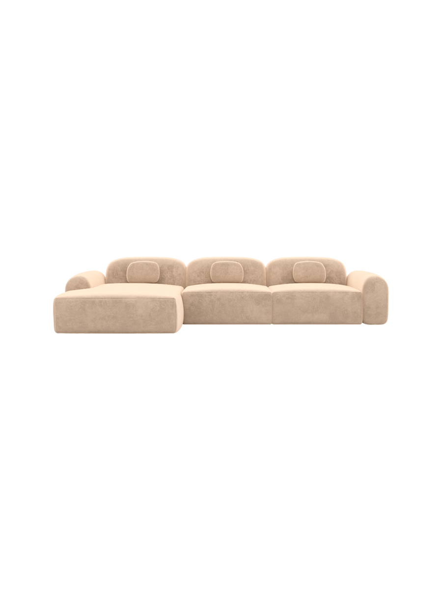 
4-Sitzer Design Ecksofa „Ravello“ mit Samtbezug - Samtbezug Königsblau / Eckteil links