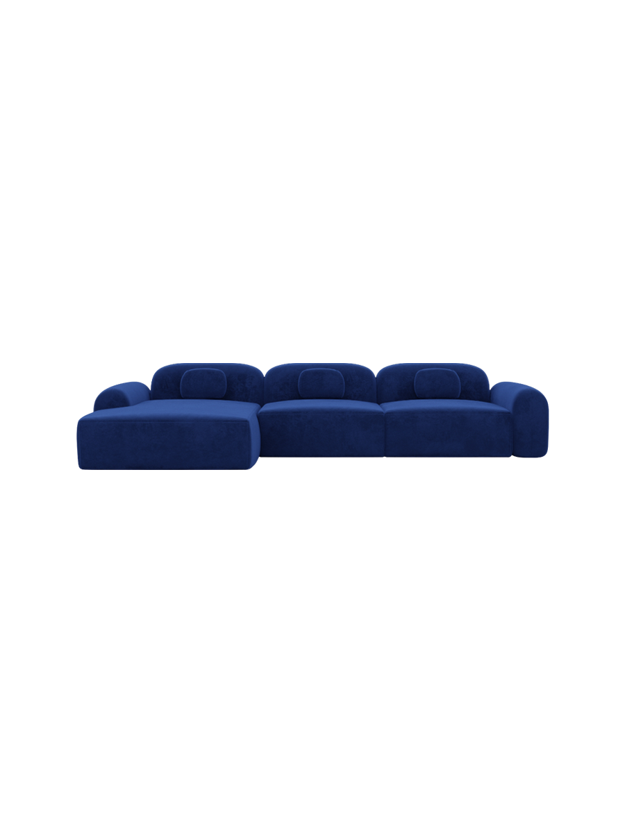 
4-Sitzer Design Ecksofa „Ravello“ mit Samtbezug - Samtbezug Königsblau / Eckteil links