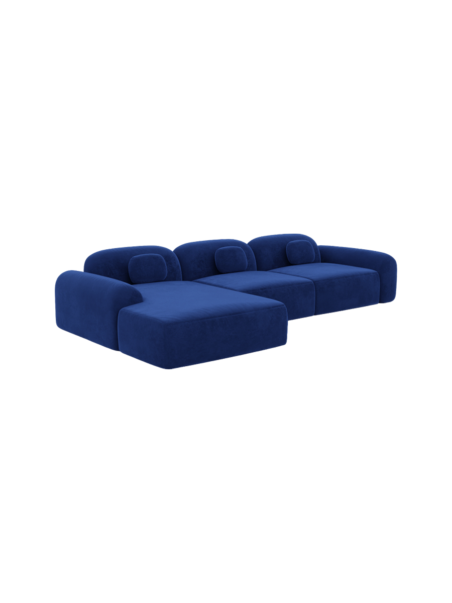 
4-Sitzer Design Ecksofa „Ravello“ mit Samtbezug - Samtbezug Königsblau / Eckteil links