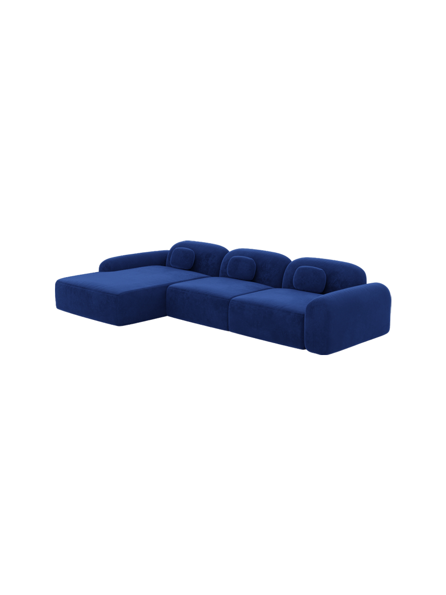 
4-Sitzer Design Ecksofa „Ravello“ mit Samtbezug - Samtbezug Königsblau / Eckteil links