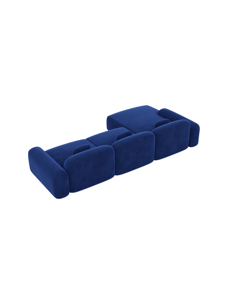 
4-Sitzer Design Ecksofa „Ravello“ mit Samtbezug - Samtbezug Königsblau / Eckteil links