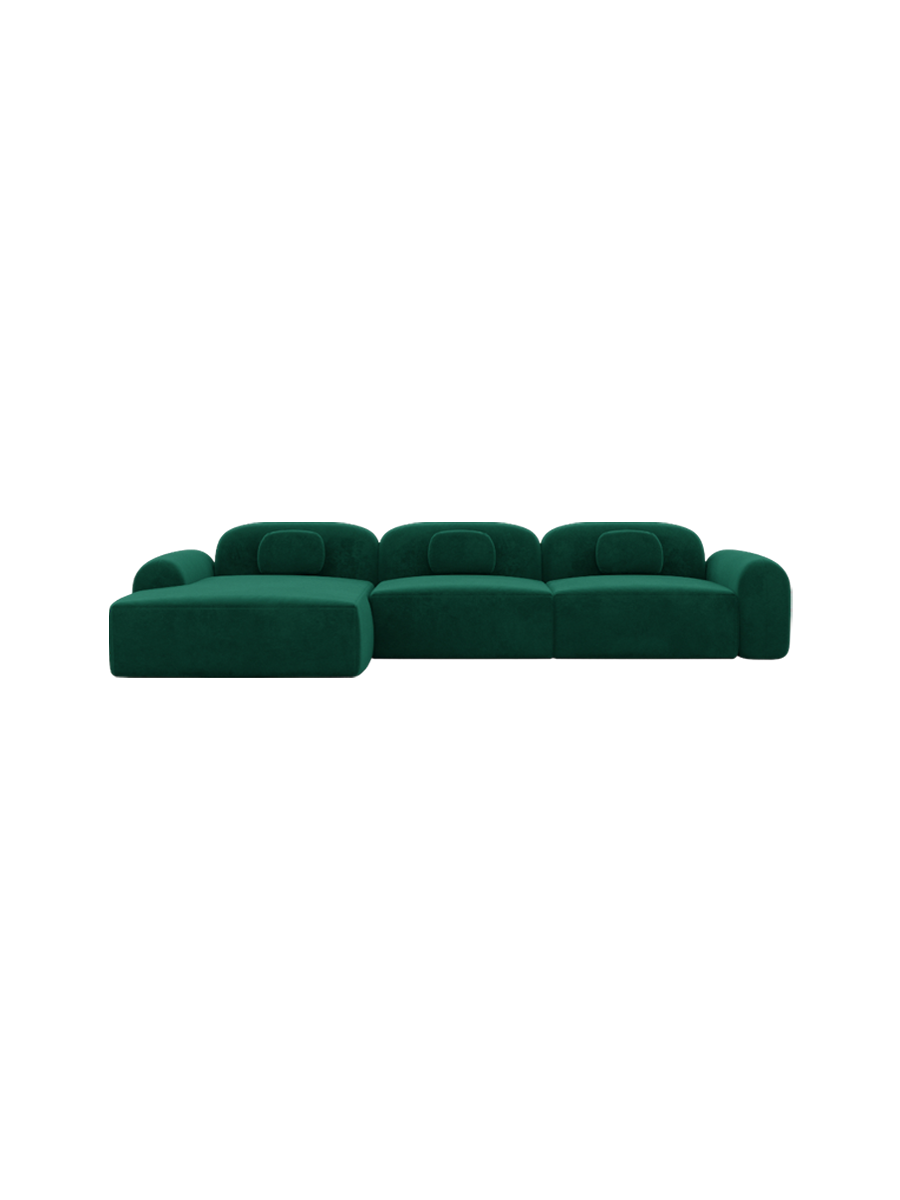 
4-Sitzer Design Ecksofa „Ravello“ mit Samtbezug - Samtbezug Königsblau / Eckteil links