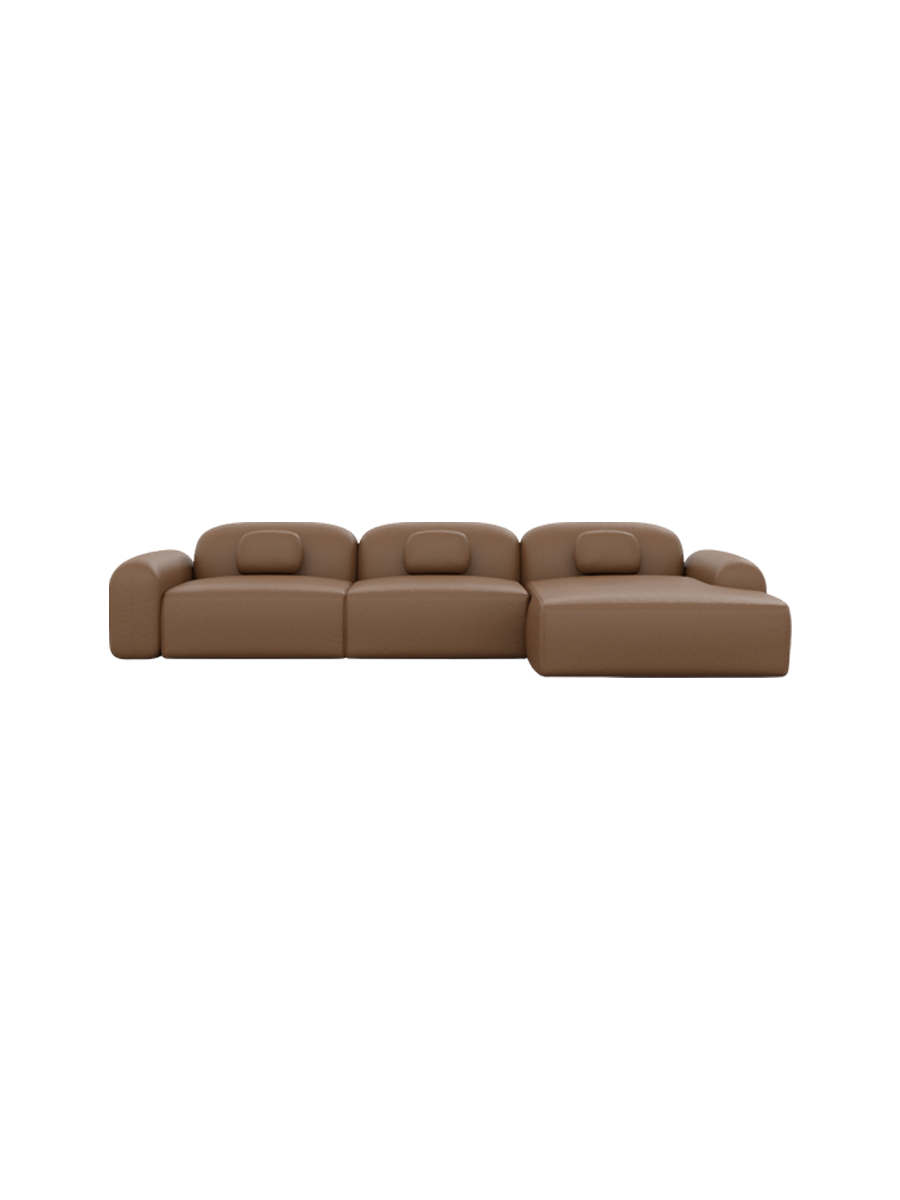 
4-Sitzer Design Echtleder Ecksofa „Ravello“ - Echtleder Beige / Eckteil links