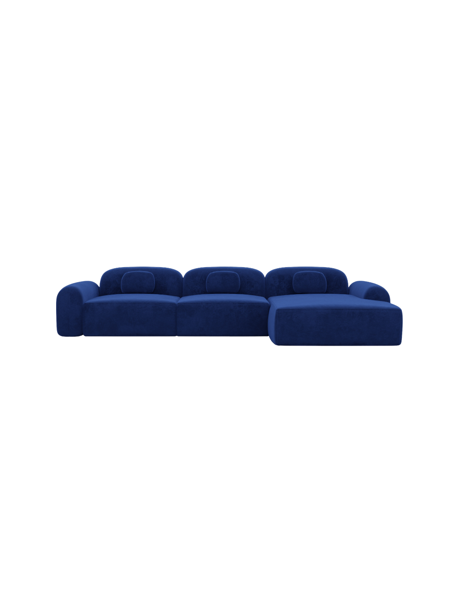 
4-Sitzer Design Ecksofa „Ravello“ mit Samtbezug - Samtbezug Königsblau / Eckteil links