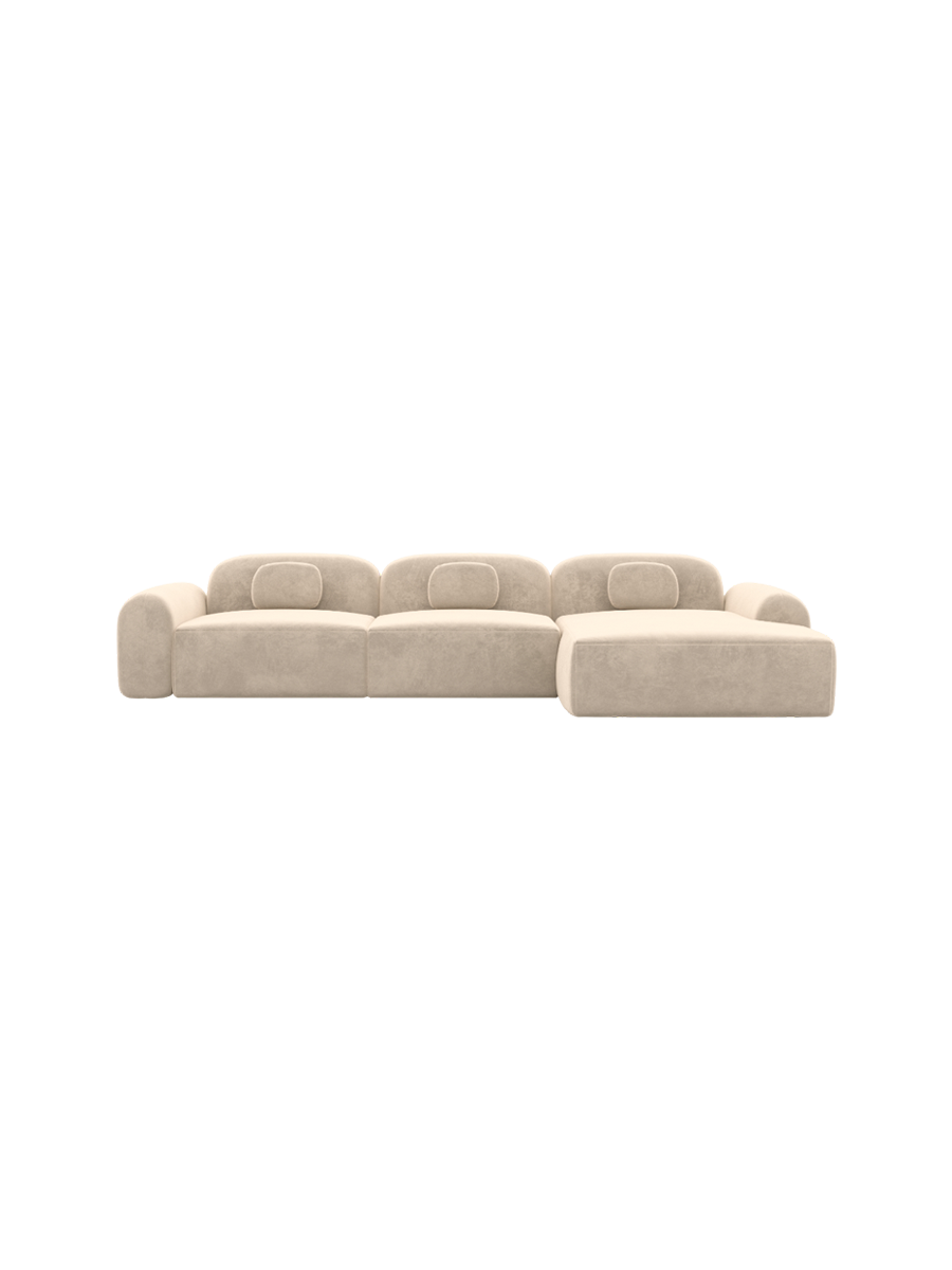 
4-Sitzer Design Ecksofa „Ravello“ mit Samtbezug - Samtbezug Königsblau / Eckteil links