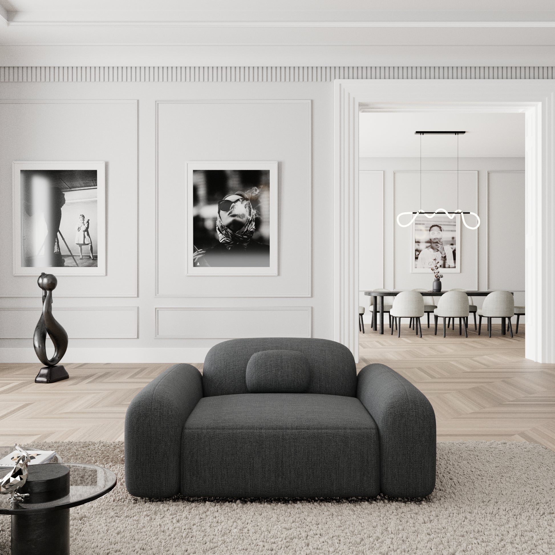 
Design Loungesessel „Ravello“ mit Strukturstoff-Bezug - Strukturstoff Anthrazit