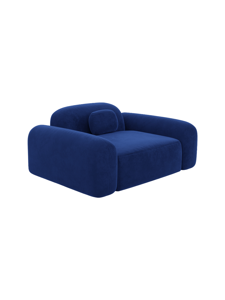 
Design Loungesessel „Ravello“ mit Samtbezug - Samtbezug Königsblau