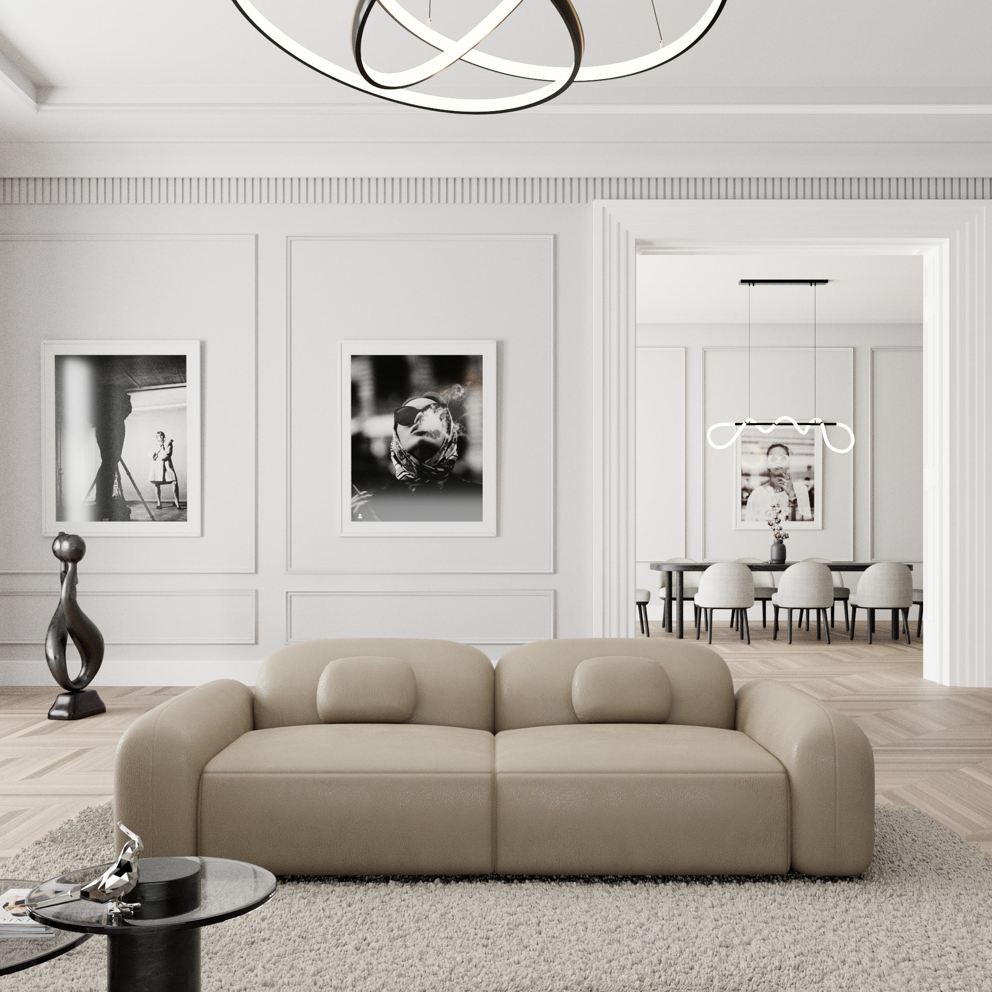 
2-Sitzer Design Echtleder Sofa „Ravello“ - Echtleder Beige