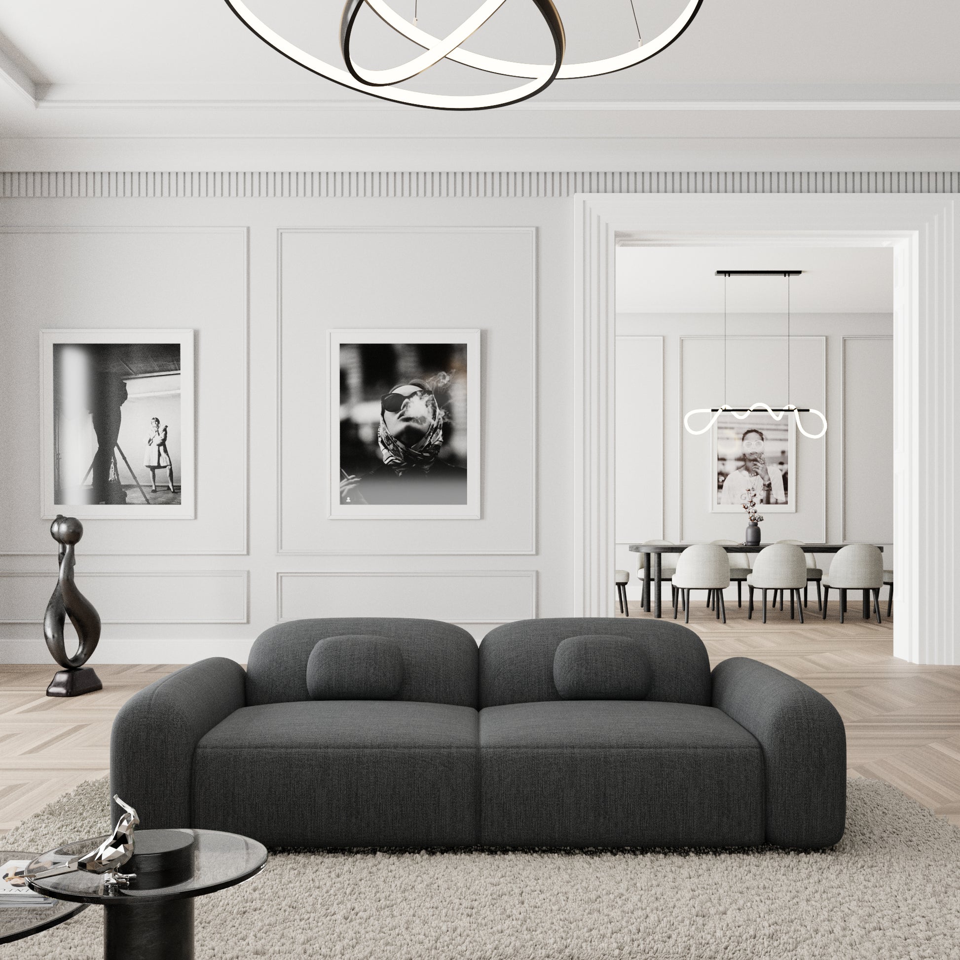 
2-Sitzer Design Sofa „Ravello“ mit Strukturstoff-Bezug - Strukturstoff Anthrazit