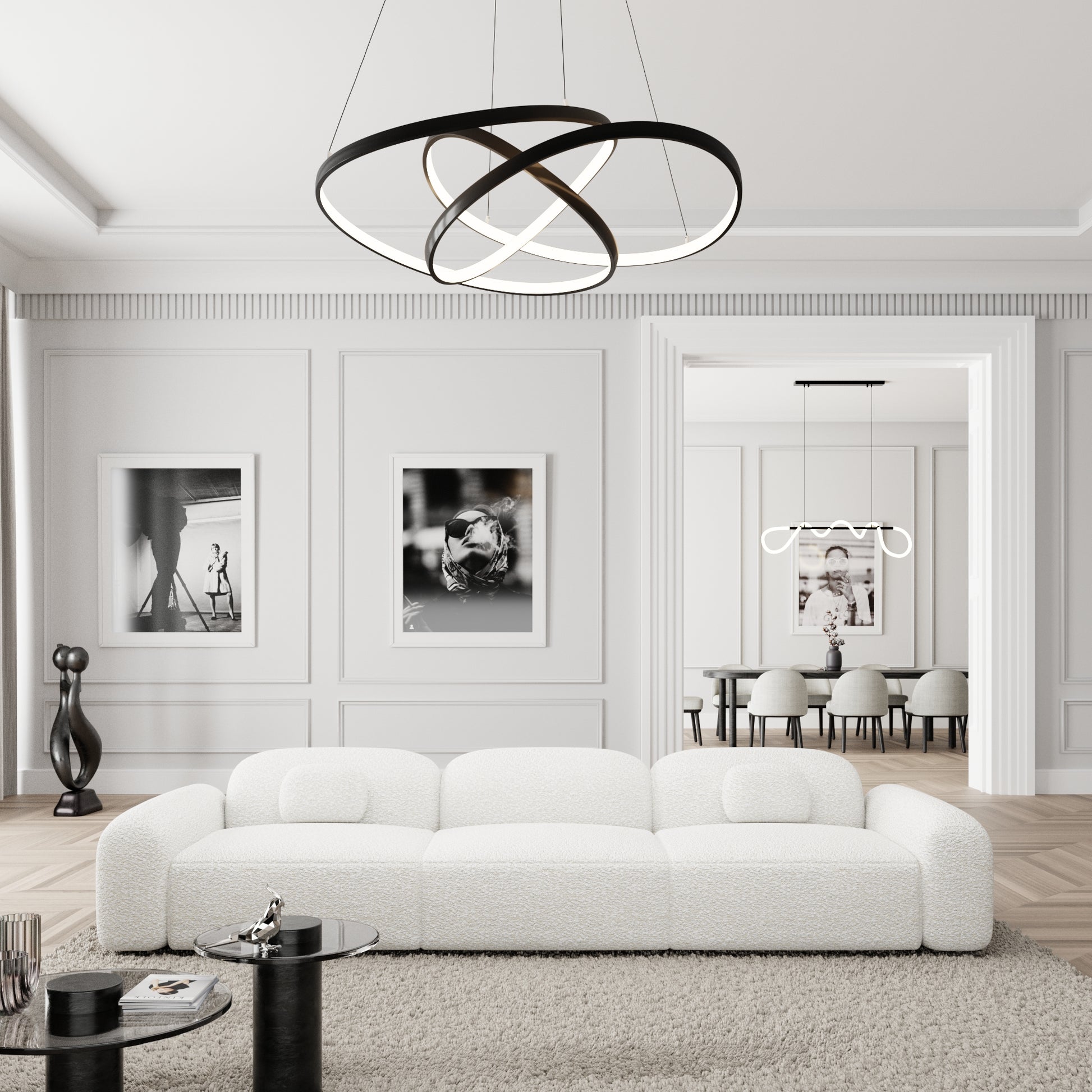 
4-Sitzer Design Sofa „Ravello“ mit Bouclé-Bezug - Bouclé White