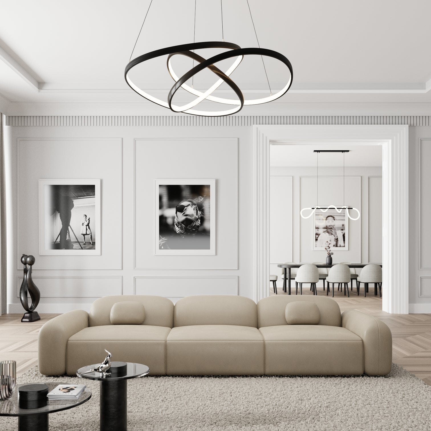 
Canapé design 4 places « Ravello » en cuir véritable - Cuir véritable Beige