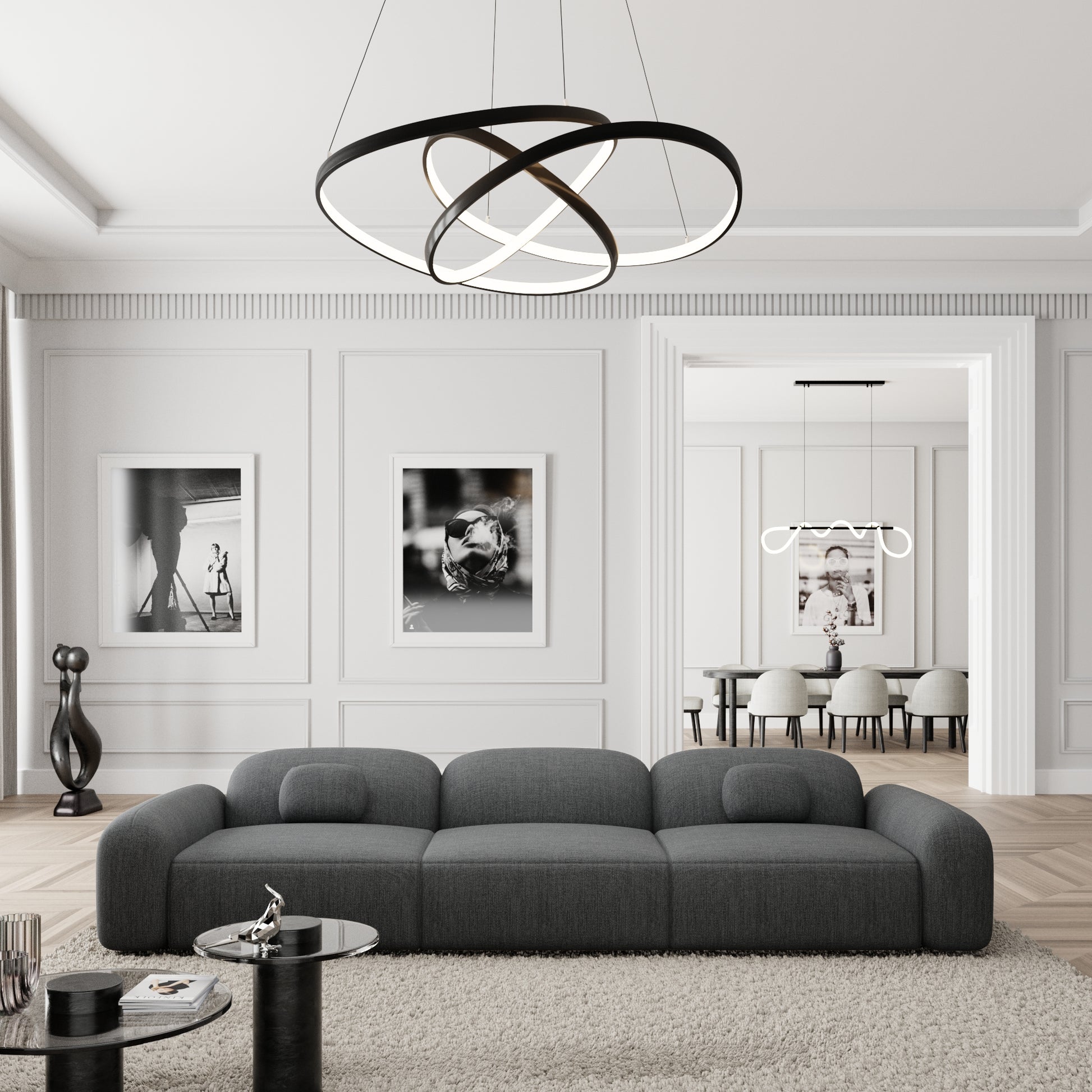 
4-Sitzer Design Sofa „Ravello“ mit Strukturstoff-Bezug - Strukturstoff Anthrazit
