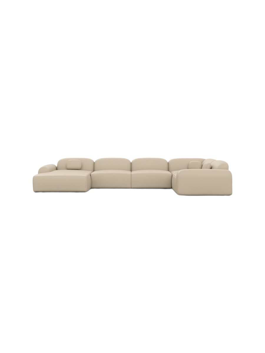 
6-Sitzer Design Echtleder Panorama-Sofa „Ravello XL“ - Echtleder Beige / Lange Seite links