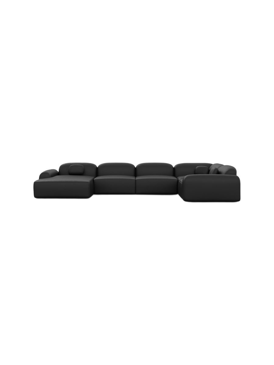 
6-Sitzer Design Echtleder Panorama-Sofa „Ravello XL“ - Echtleder Beige / Lange Seite links