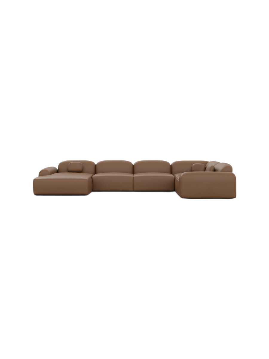 
6-Sitzer Design Echtleder Panorama-Sofa „Ravello XL“ - Echtleder Beige / Lange Seite links