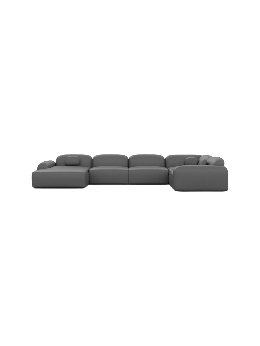 
6-Sitzer Design Echtleder Panorama-Sofa „Ravello XL“ - Echtleder Beige / Lange Seite links
