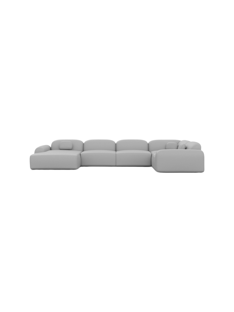 
6-Sitzer Design Echtleder Panorama-Sofa „Ravello XL“ - Echtleder Beige / Lange Seite links