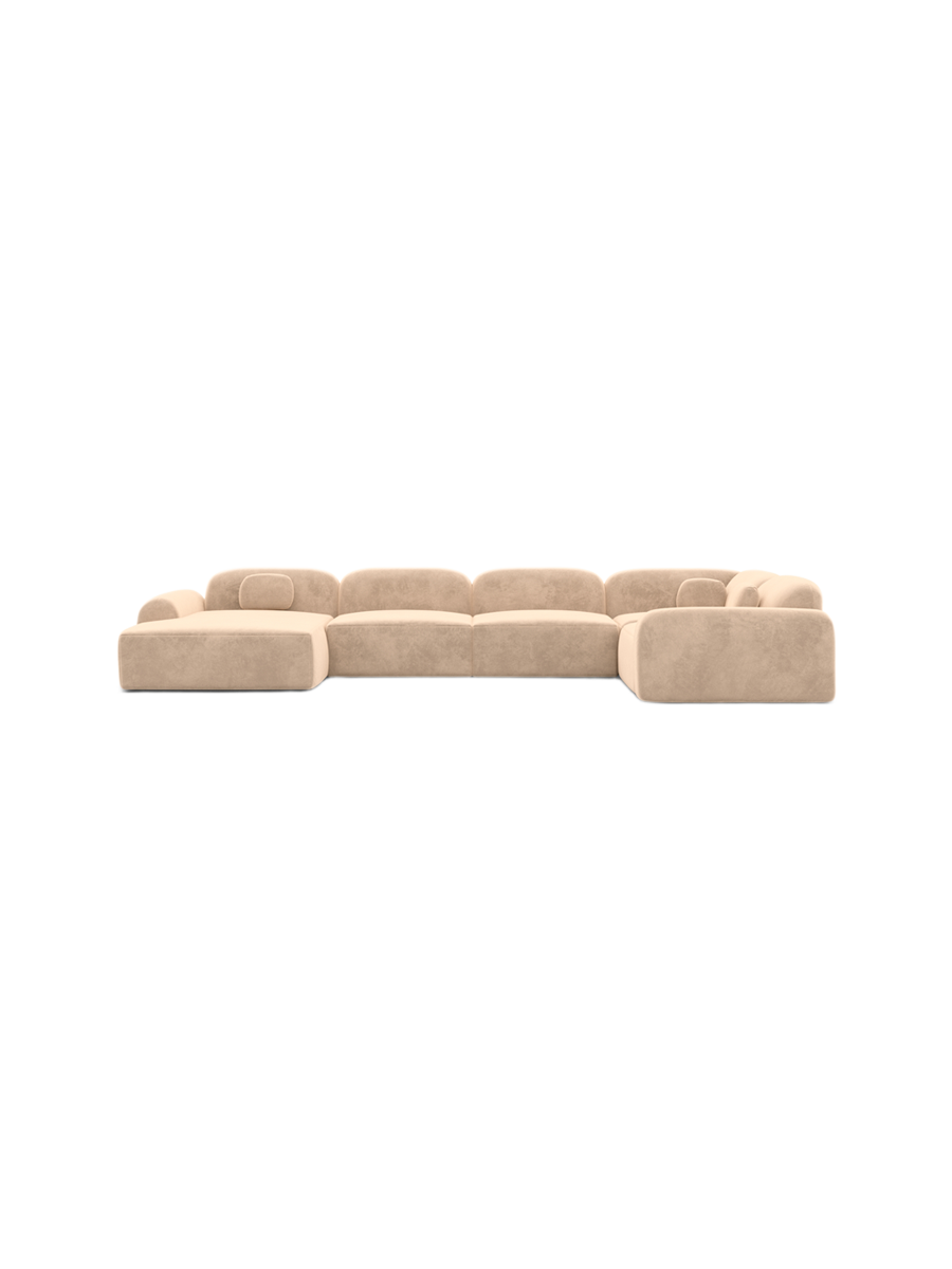 
6-Sitzer Design Panorama-Sofa „Ravello XL“ mit Samtbezug - Samtbezug Königsblau / Lange Seite links