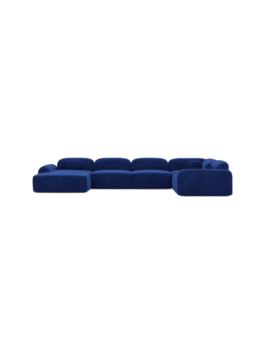 
6-Sitzer Design Panorama-Sofa „Ravello XL“ mit Samtbezug - Samtbezug Königsblau / Lange Seite links