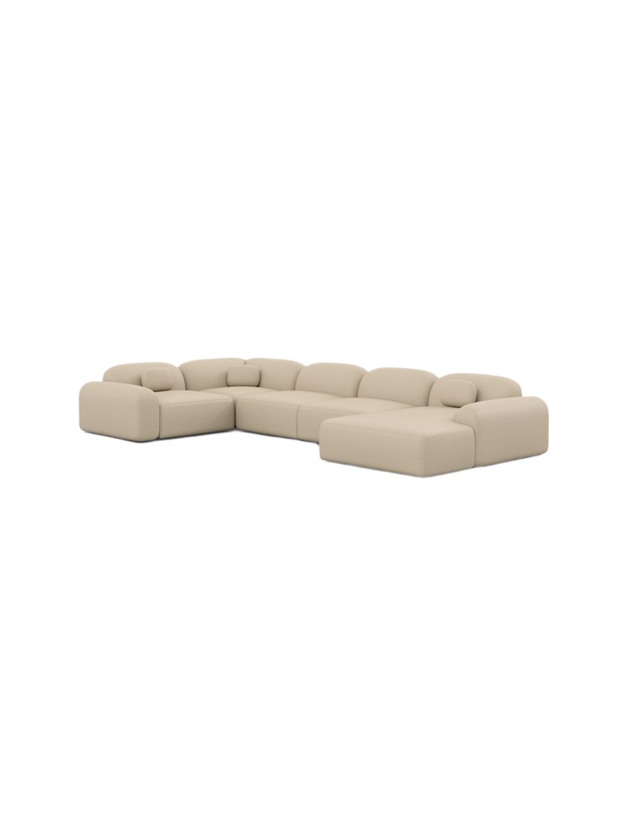 
6-Sitzer Design Echtleder Panorama-Sofa „Ravello XL“ - Echtleder Beige / Lange Seite links